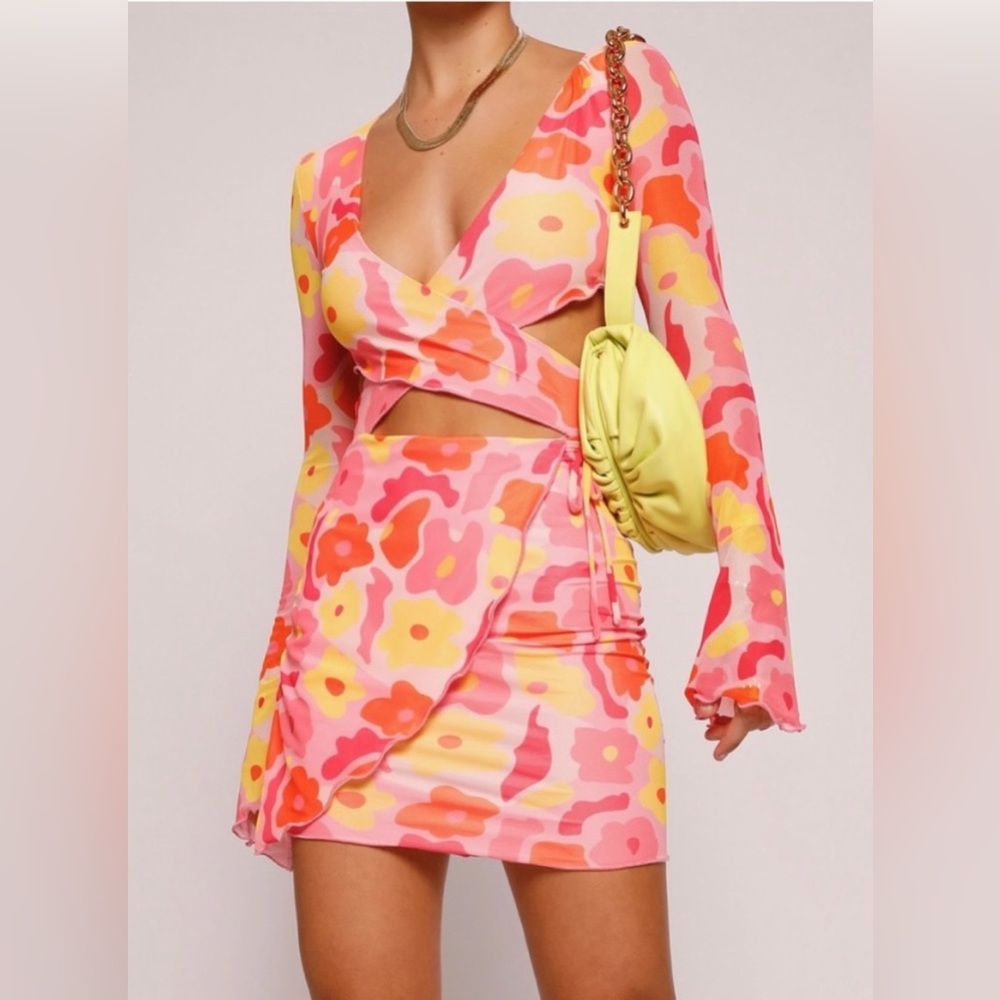 Tigermist floral cut out dress